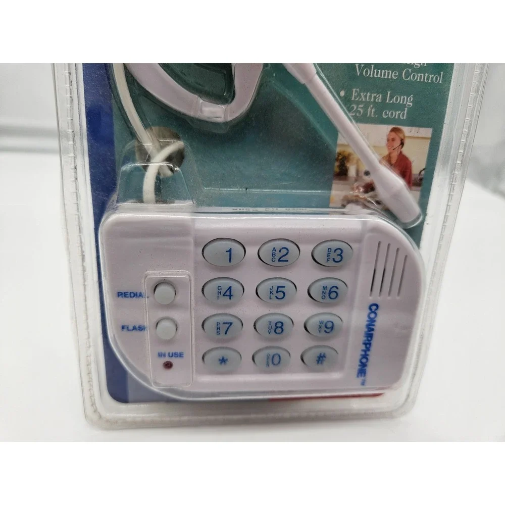 Conairphone Hands-Free Headset Telephone SW8260‎ Vintage White 25ft Cord New NIP
